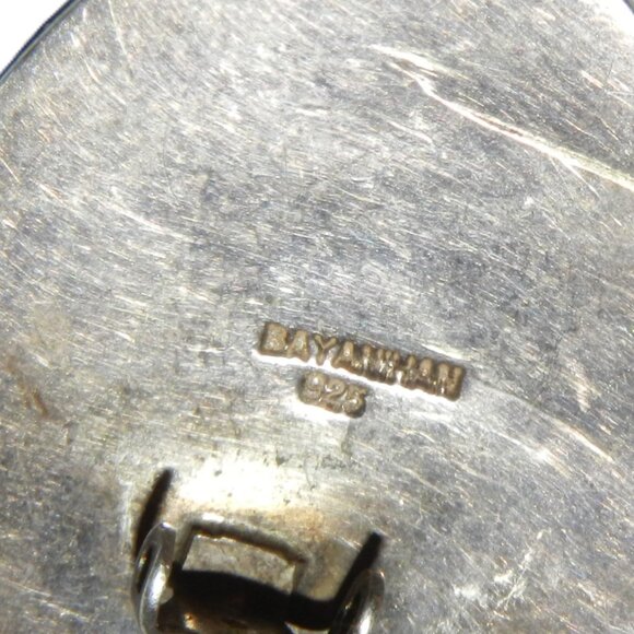 Vintage Bayanihan Sterling Silver Clip On Earrings Abstract Hollow 17.6 G Signed - Picture 9 of 10